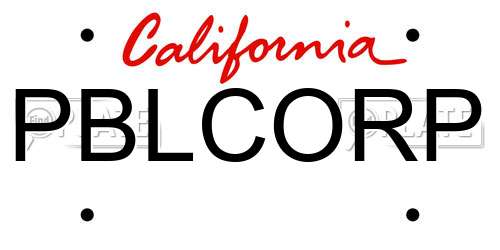 PBLCORP California License Plate
