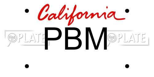 PBM California License Plate