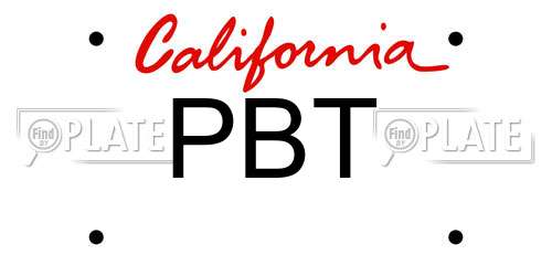PBT California License Plate