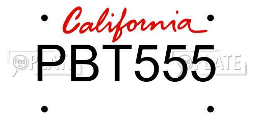 PBT555 California License Plate