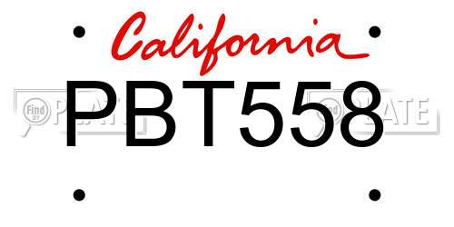 PBT558 California License Plate