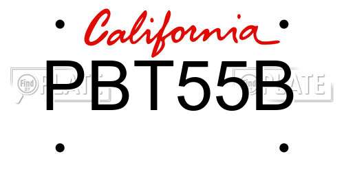 PBT55B California License Plate