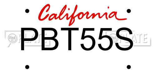 PBT55S California License Plate