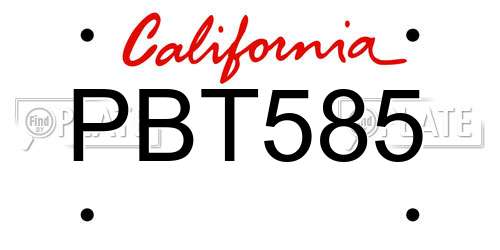 PBT585 California License Plate