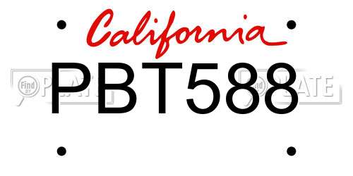 PBT588 California License Plate