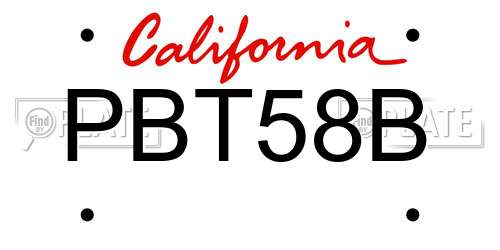 PBT58B California License Plate