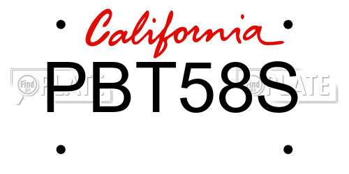PBT58S California License Plate