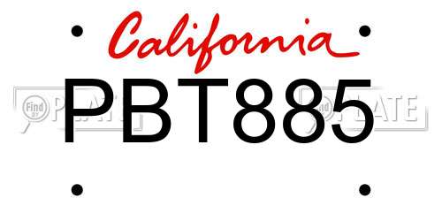 PBT885 California License Plate