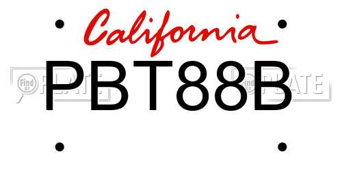 PBT88B California License Plate