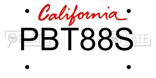 PBT88S California License Plate