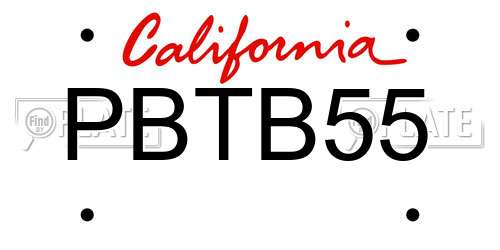 PBTB55 California License Plate