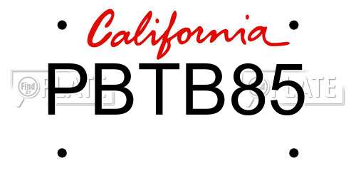 PBTB85 California License Plate