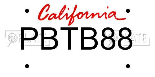 PBTB88 California License Plate
