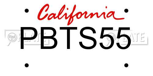 PBTS55 California License Plate