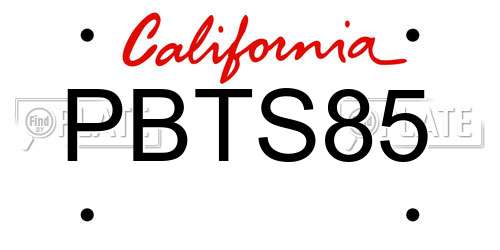 PBTS85 California License Plate