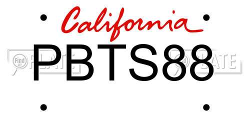 PBTS88 California License Plate