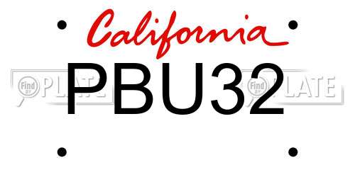 PBU32 California License Plate