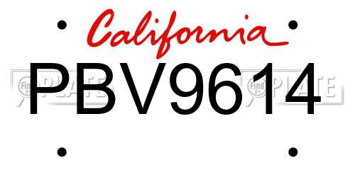 PBV9614 California License Plate
