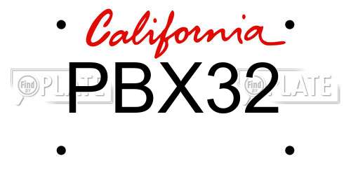 PBX32 California License Plate