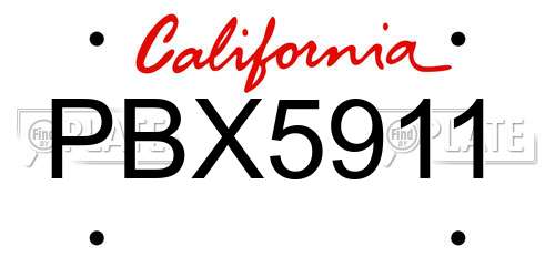 PBX5911 California License Plate