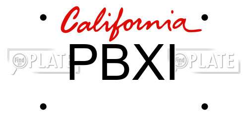 PBXI California License Plate