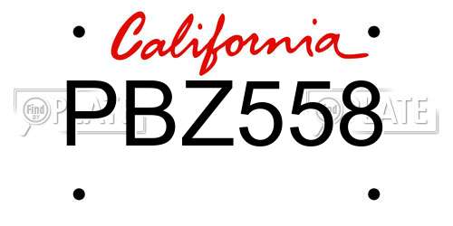 PBZ558 California License Plate