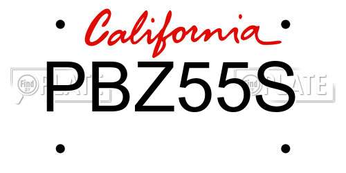PBZ55S California License Plate