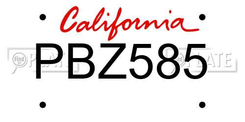 PBZ585 California License Plate
