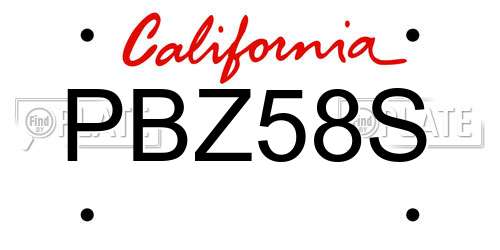 PBZ58S California License Plate
