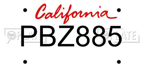 PBZ885 California License Plate