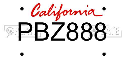 PBZ888 California License Plate
