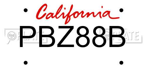 PBZ88B California License Plate