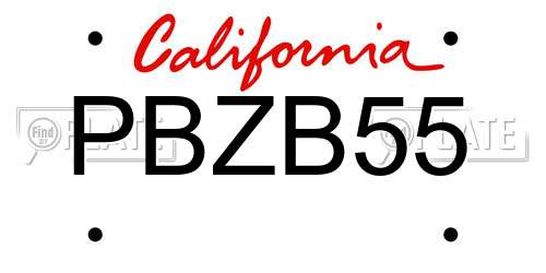PBZB55 California License Plate