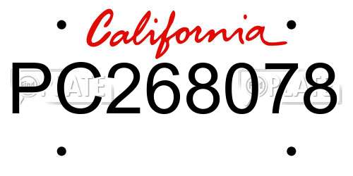 PC268078 California License Plate