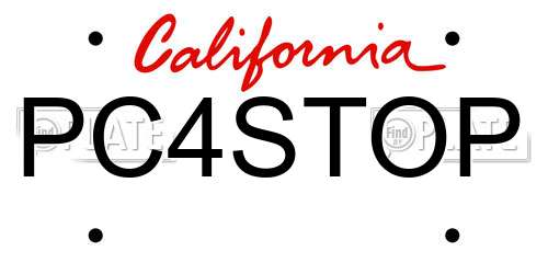 PC4STOP California License Plate