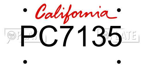 PC7135 California License Plate
