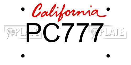PC777 California License Plate