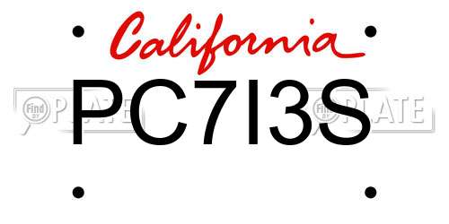 PC7I3S California License Plate