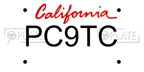 PC9TC California License Plate