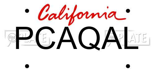 PCAQAL California License Plate