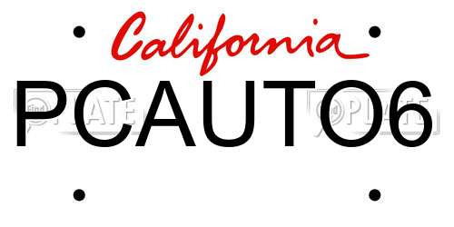PCAUTO6 California License Plate