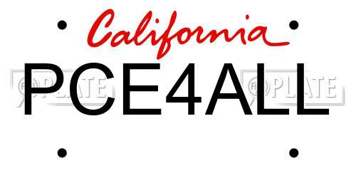 PCE4ALL California License Plate