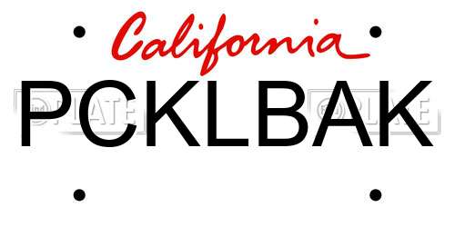 PCKLBAK California License Plate