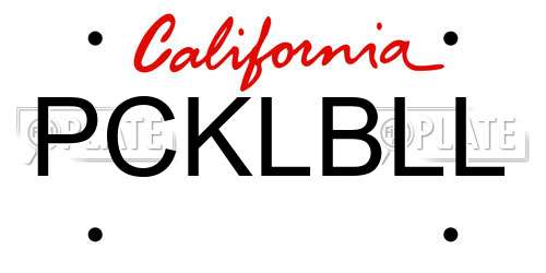PCKLBLL California License Plate
