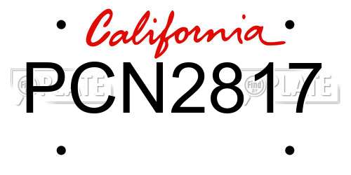 PCN2817 California License Plate