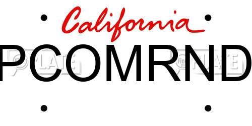 PCOMRND California License Plate