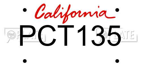 PCT135 California License Plate