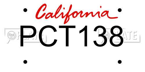 PCT138 California License Plate