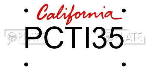 PCTI35 California License Plate