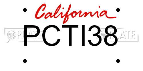 PCTI38 California License Plate